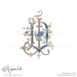 Embroidery Monogram Design Digital Proof, Vintage J and D