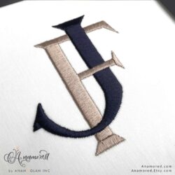JF interlocking embroidery monogram design pattern