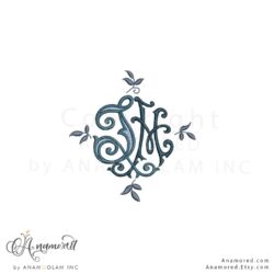 J and H interlocking embroidery monogram