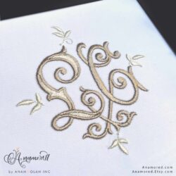 LG embroidery monogram design, sewout