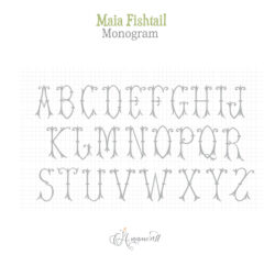 Maia Fishtail Truetype, Opentype Font, All letters 26