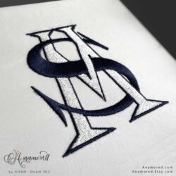 Interlocking S and M Embroidery Monogram Design, Sewout