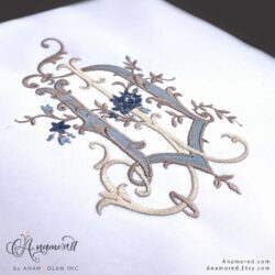 JD embroidery monogram design
