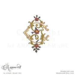 GC embroidery monogram design, digital proof