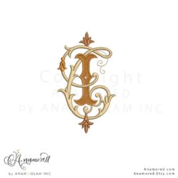 Interlocking T and I embroidery monogram design, digital proof