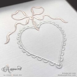 Bow Heart Embroidery Monogram Frame, Sewout
