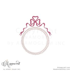 Bow Circle Monogram Frame Penelope/ Crest, Embroidery Design Pattern for Embroidery Machine, digital proof