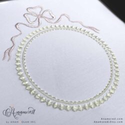 Bow Circle Monogram Frame Penelope/ Crest, Embroidery Design Pattern for Embroidery Machine