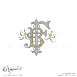 B and F interwoven embroidery monogram design