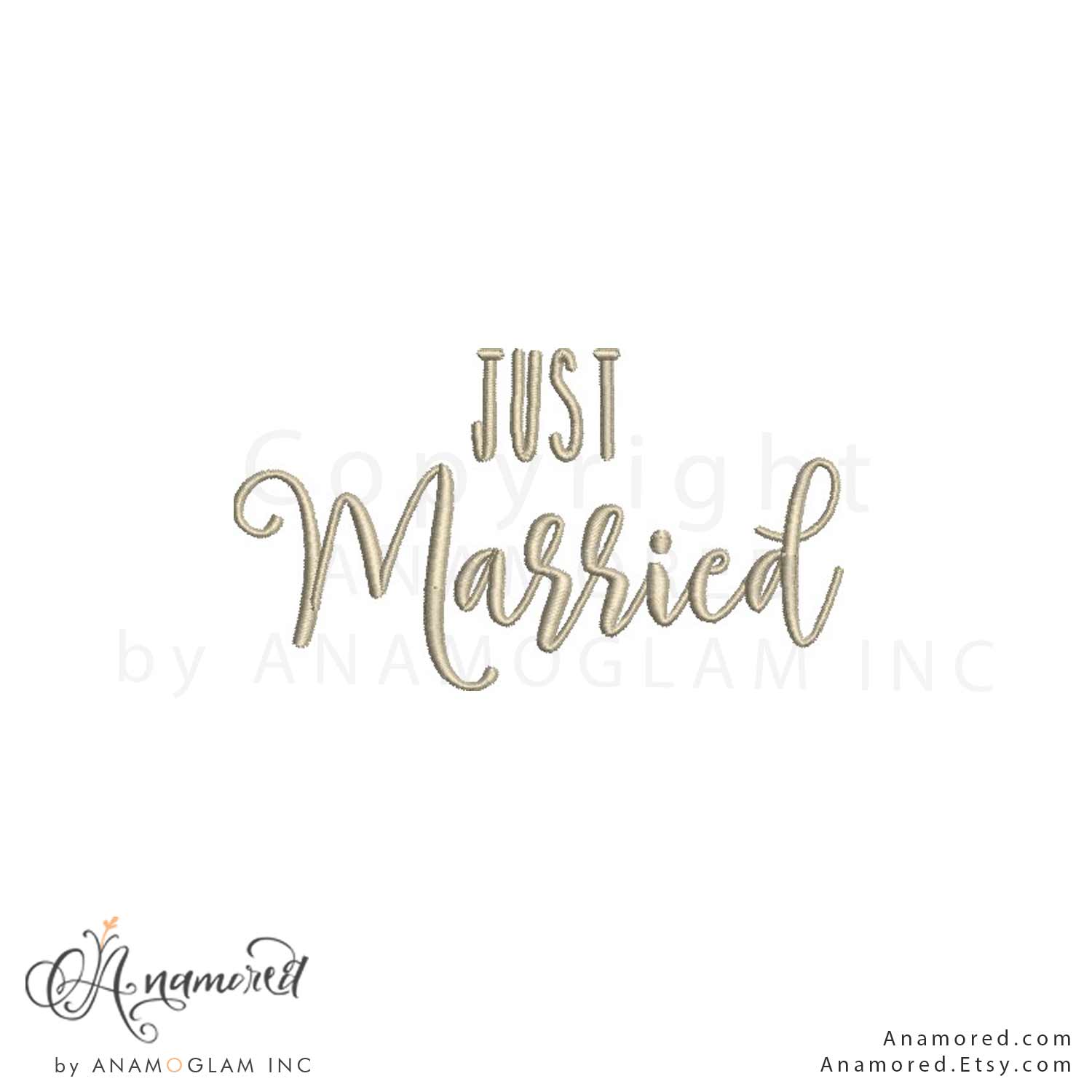 just-married-embroidery-design Just Married Embroidery Design